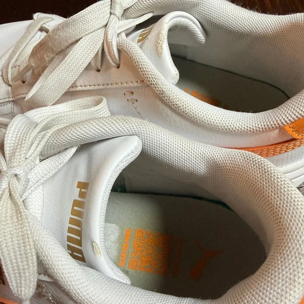 Puma Smash 3.0 Platform Sneakers Womens 6.5 White Orange Leather Platform Shoes